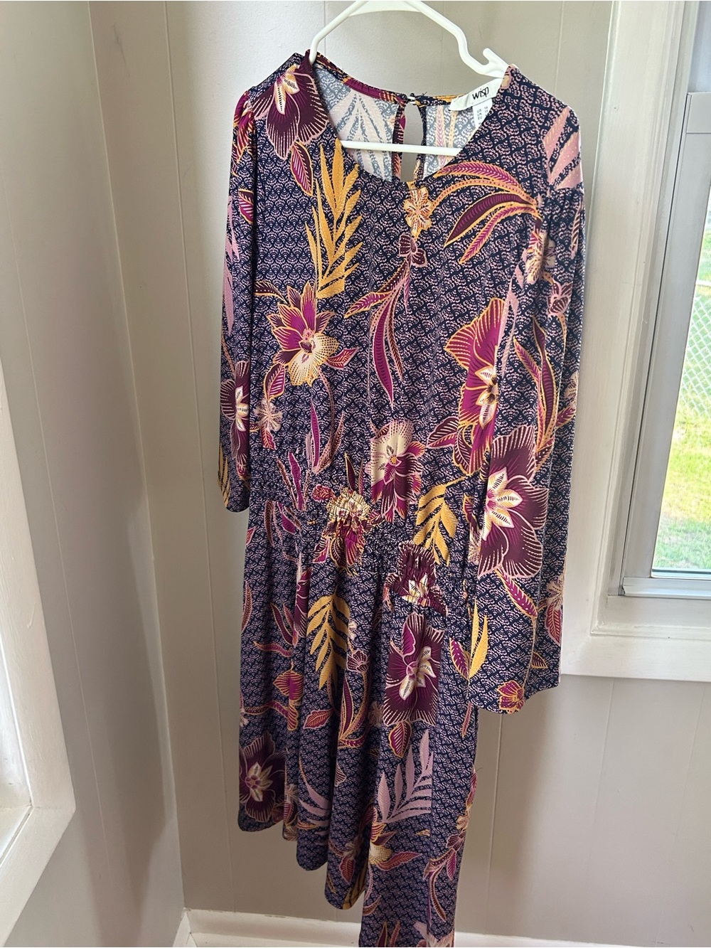 Women's Floral Midi Dress in Pink and Gold - W9 by W9